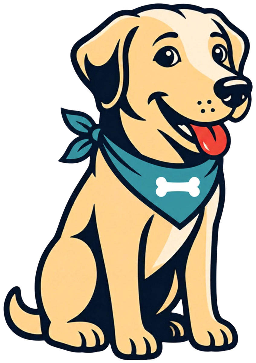 Dash the dog, illustrated mascot